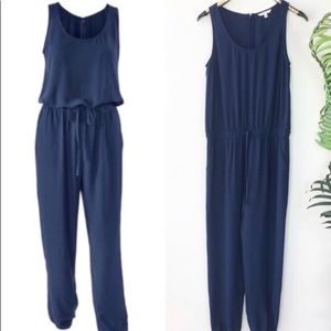 CAbi Navy Blue Drawstring Jumpsuit